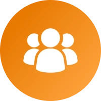 Group icon on orange circular background.